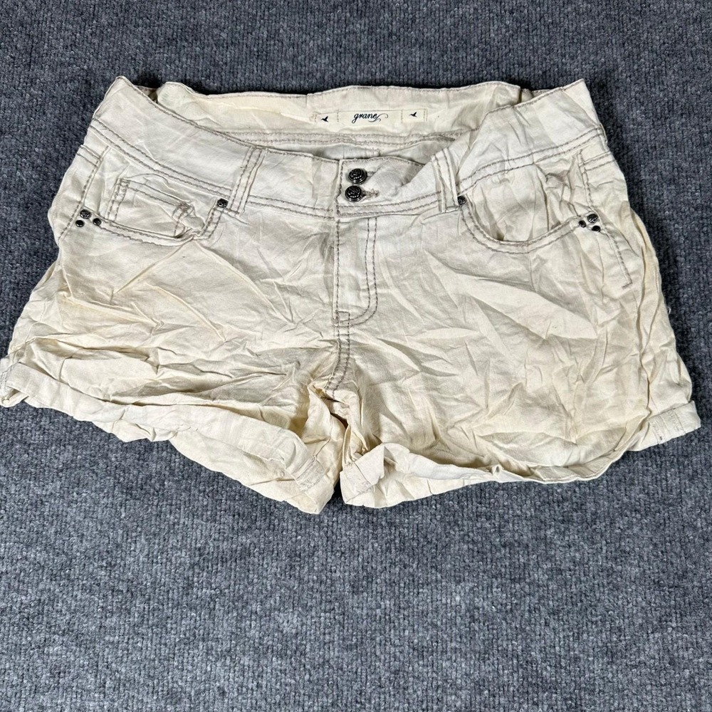 Grane Shorts Womens Size 13 Beige Ramie Cotton Casual Cuffed Summer Stained
